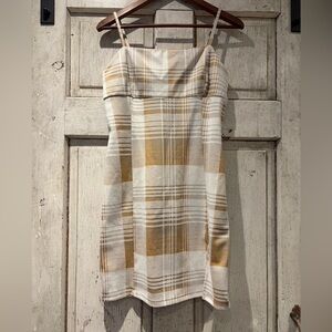 Aeropostale Checkered Mini Dress in Cream and Tan